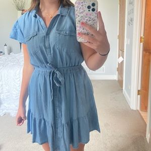 Size large, Lauren Conrad, blue flowing denim dress